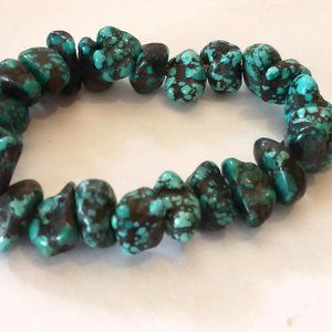 Turquoise Color Bracelet Imitation Gem Stones Elastic Stretch Band Side Medium